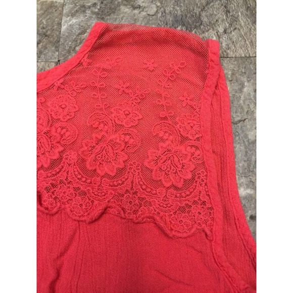 Orange Loose Oversize Tank Top Blouse Lace Top HIP Happening in the Present Sz S - Picture 3 of 6
